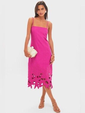 Hyacinth House Fuchsia Linen Blend Somerset Maxi Dress Size Medium